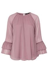 YOURS Plus Size Purple Ruffle Sleeve Stud Top | Yours Clothing 5