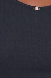 YOURS Plus Size Navy Blue Pointelle Wide Leg Pyjama Set | Yours Clothing 4