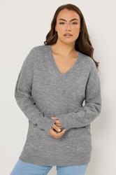 YOURS Plus Size Grey Soft Touch Knitted Jumper | Yours Clothing 3