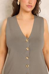 EVANS Plus Size Taupe Knitted Waistcoat | Evans 4