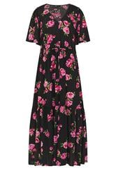 YOURS Plus Size Black Floral Angel Sleeve Dress | Yours Clothing 5