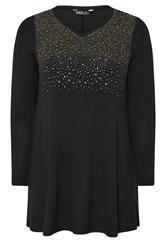 YOURS Plus Size Black & Gold Stud Detail Top | Yours Clothing 5