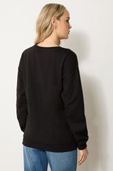 LTS Tall Black 'Apres Ski' Slogan Sweatshirt | Long Tall Sally 3
