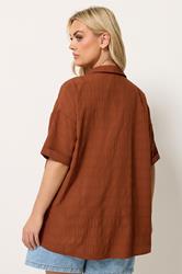 YOURS Plus Size Brown Textured Shirt | Yours Clothing 2