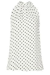 LTS Tall White Polka Dot Satin Halterneck Top