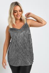 YOURS Plus Top Silver Plisse Metallic Cami Top | Yours Clothing 2