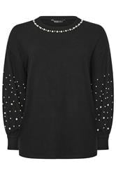 YOURS Curve Black Pearl Embellished Jumper