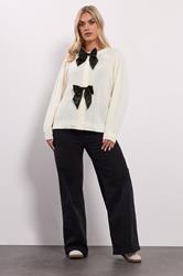 YOURS Plus Size Ivory White Pearl Bow Front Through Cardigan 1