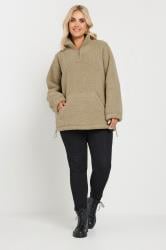 YOURS Plus Size Natural Brown Quarter Zip Teddy Fleece | Yours Clothing 2