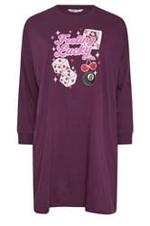 YOURS Plus Size Burgundy Red 'Feeling lucky' Long Sleeve Nightdress | Yours Clothing 6