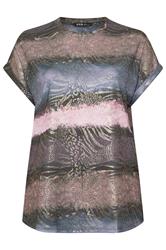 YOURS Plus Size Grey Animal Foil Stripe Top | Yours Clothing 5