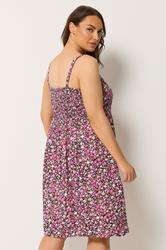 YOURS Plus Size Pink Ditsy Floral Strappy Midi Sundress | Yours Clothing 2