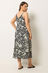YOURS Plus Size Black Tropical Keyhole Dress | Yours Clothing 2
