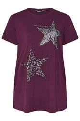 YOURS Curve Purple Star Print T-Shirt