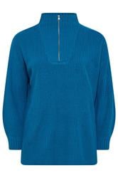 YOURS Curve Blue Quarter Zip Jumper