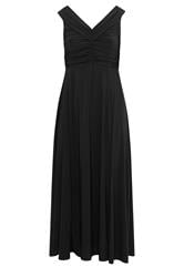 YOURS LONDON Curve Black Gathered Front Maxi Dress