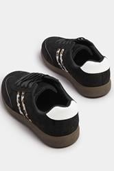 Black Retro Leopard Stripe Trainers In Extra Wide EEE Fit | Yours Clothing 4