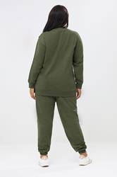 YOURS Plus Size Khaki Green Sweatshirt & Cuffed Jogger Set | Yours Clothing 2