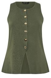 LIMITED COLLECTION Curve Khaki Green Compact Knitted Waistcoat