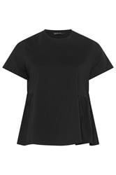 LIMITED COLLECTION Curve Black Peplum Side Detail T-Shirt