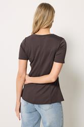 LTS Tall Women's Chocolate Brown Seam Front Peplum Top | Long Tall Sally 2