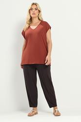 YOURS Plus Size Brown Wide Leg Seam Joggers | Yours Clothing 1