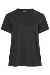 YOURS Curve Black Diamante Embellished T-Shirt