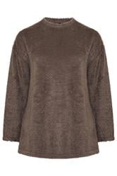 YOURS Curve Chocolate Brown Fluffy Knit Jumper