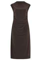 YOURS LONDON Curve Chocolate Brown Drape Dress