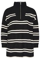 YOURS Curve Black Stripe Quarter Zip Jumper