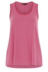 YOURS Curve Hot Pink Contrast Blanket Stitch Ribbed Vest Top