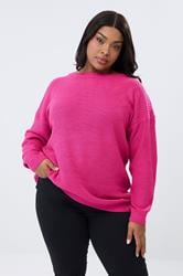 YOURS Plus Size Bright Pink Essential Knitted Jumper | Yours Clothing 3