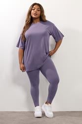 YOURS Plus Size Purple Relaxed Longline T-Shirt | Yours Clothing 1
