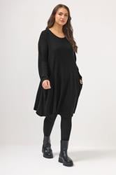 YOURS Plus Size Black Soft Touch Pocket Dress | Yours Clothing 1