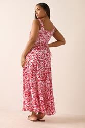 YOURS Plus Size Red Paisley Print Shirred Maxi Dress | Yours Clothing 3