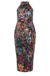 YOURS LONDON Plus Size Orange & Pink Floral Sequin Maxi Dress | Yours Clothing 6