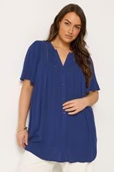 YOURS Plus Size Navy Blue Button Through Blouse | Yours Clothing 3