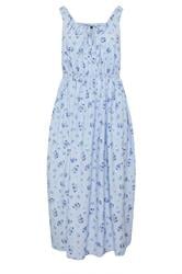 YOURS Curve Blue Ditsy Floral Linen Milkmaid Dress