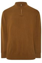 BadRhino Big & Tall Monks Robe Brown Milano Quarter Zip Jumper | BadRhino 1