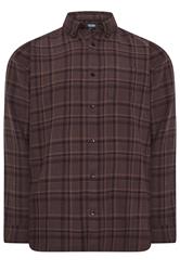 BadRhino Big & Tall Burgundy Red Check Long Sleeve Shirt