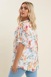 YOURS Plus Size White Floral Print Tie Front Blouse | Yours Clothing 3