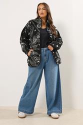 YOURS Plus Size Black Paisley Print Teddy Fleece Jacket | Yours Clothing 2