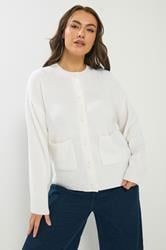 YOURS Plus Size White Button Through Knitted Cardigan | Yours Clothing 3