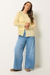 YOURS Plus Size Yellow Scallop Edge Cardigan | Yours Clothing 1
