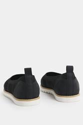 Black Knitted Slip On Ballet Flats In Extra Wide EEE Fit | Yours Clothing 4