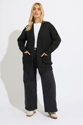 YOURS Plus Size Black Soft Touch Knitted Cardigan | Yours Clothing 1