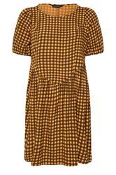 LIMITED COLLECTION Plus Size Brown Check Mini Dress | Yours Clothing 5