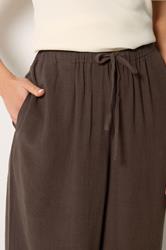 LTS Tall Women's Chocolate Brown Wide Leg Linen Trousers | Long Tall Sally 5