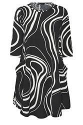 YOURS Curve Black Abstract Swirl Tunic Dress