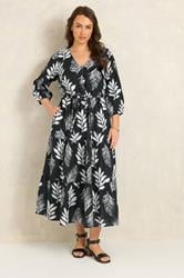 EVANS Plus Size Black Mono Print Maxi Dress | Evans 1